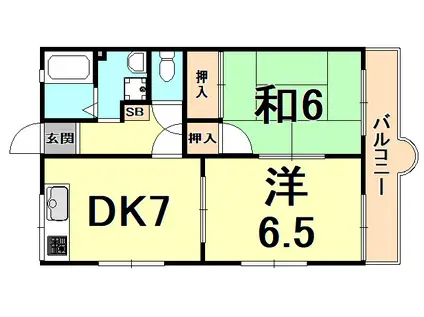 メゾン宮西II(2DK/1階)の間取り写真