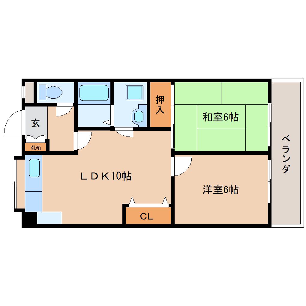 セントーサ西大和(2LDK/2階)の間取り写真