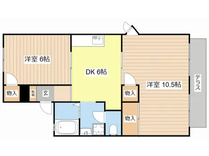 リバーサイド白鳥(2DK/1階)の間取り写真