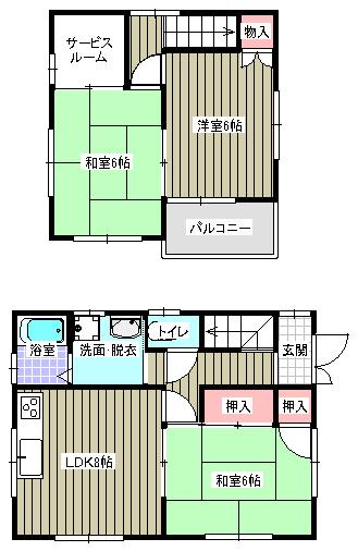 洲崎ハイツ(3SDK/1階)の間取り写真