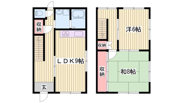 御立西メゾネット(2LDK/1階)の間取り写真