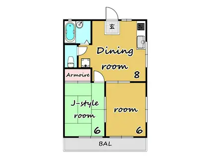 コーポ高橋(2DK/2階)の間取り写真