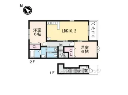 ブローテ(2LDK/2階)の間取り写真