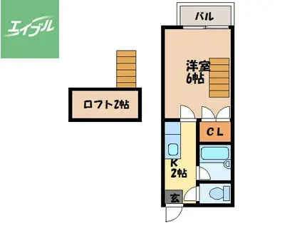 サンパール三原A棟(1K/2階)の間取り写真