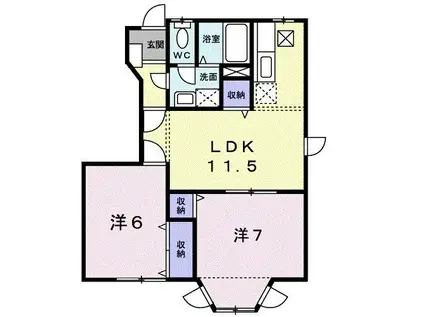 ヴィレッジ・ジュークA(2LDK/1階)の間取り写真