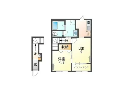 TAKE‐G(1LDK/2階)の間取り写真