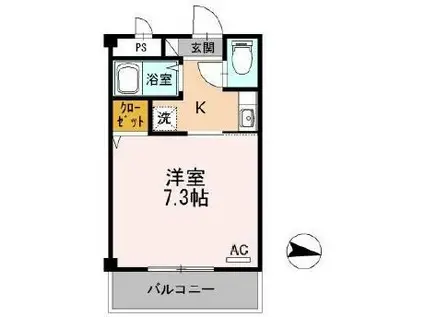 コーポひかり(1K/2階)の間取り写真