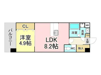ビクトワール歯大前(1LDK/10階)の間取り写真
