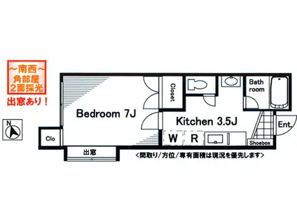 マルベリー田園調布(1K/1階)の間取り写真