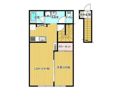 JERICHO A(1LDK/2階)の間取り写真