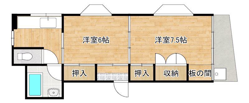 プランドール(2K/2階)の間取り写真