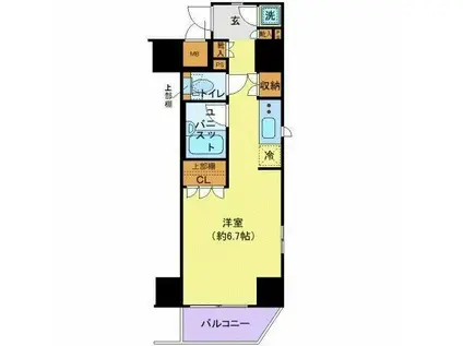 ガリシアヒルズ西麻布(ワンルーム/12階)の間取り写真