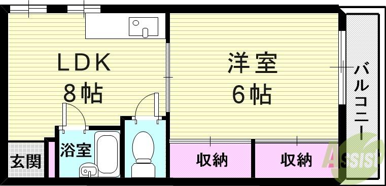 村路マンション(1LDK/2階)の間取り写真