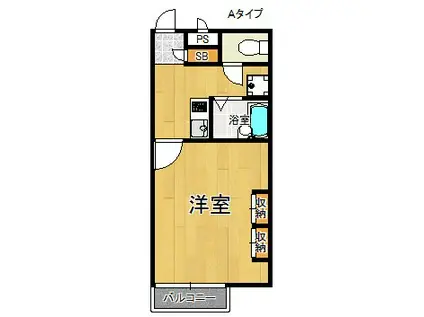 レオパレスフローラ(1K/2階)の間取り写真