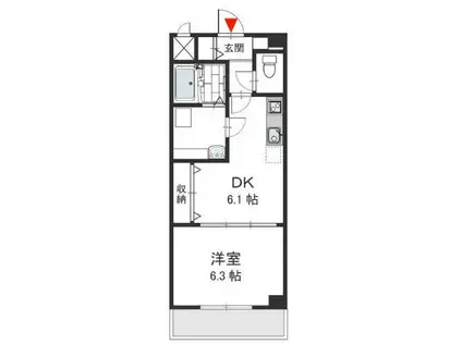 ルミエール・フジ(1DK/2階)の間取り写真