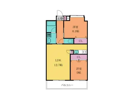 リード大手町(2LDK/9階)の間取り写真