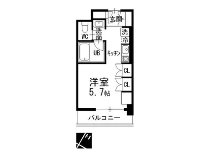 RITZY本山(1K/4階)の間取り写真