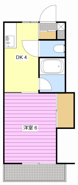 シュロス A(1DK/2階)の間取り写真