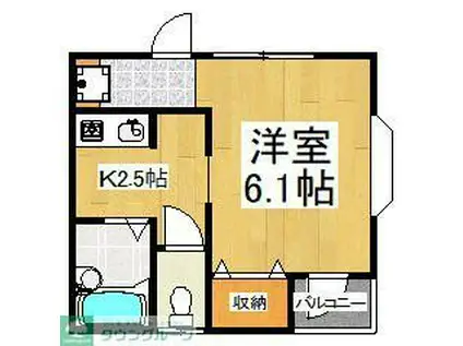 クレストアサカLLL(1K/1階)の間取り写真