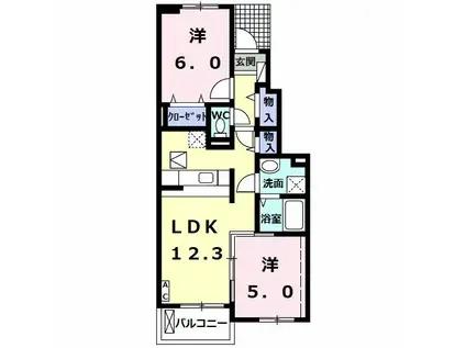 モデレートB(2LDK/1階)の間取り写真