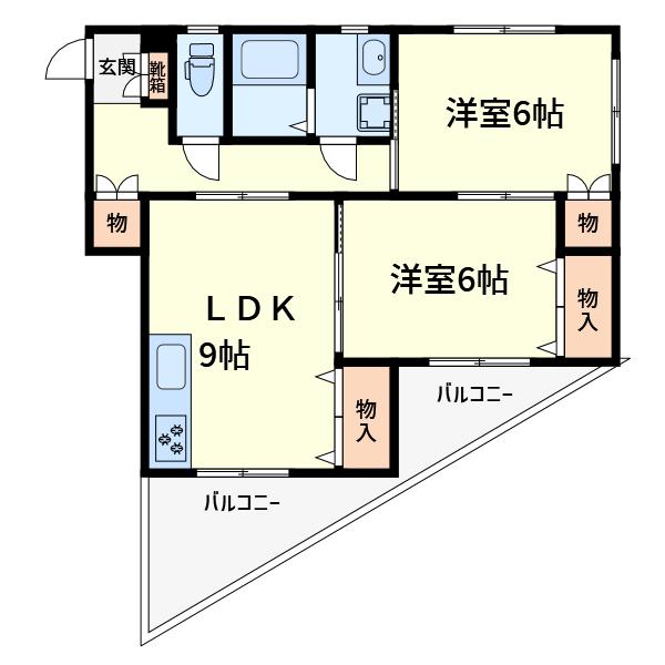シマダコーポレーション(2LDK/2階)の間取り写真