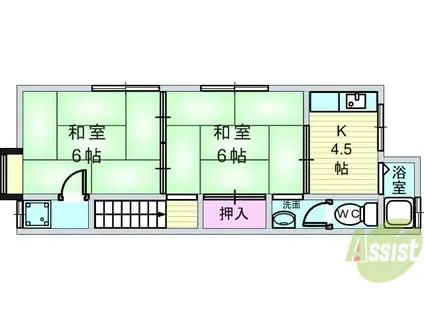 待兼荘(2K/2階)の間取り写真