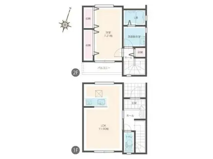 モダンカーサ宮原(1LDK/1階)の間取り写真