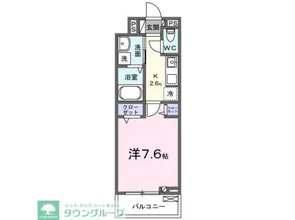ブリラーレ(1K/2階)の間取り写真