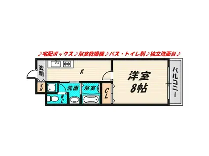ＪＲおおさか東線 ＪＲ野江駅 徒歩6分 6階建 築23年(1K/4階)の間取り写真