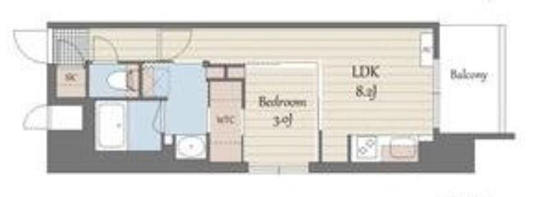 S-RESIDENCE天満橋AR(1LDK/3階)の間取り写真
