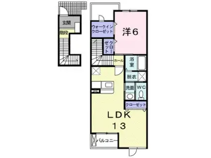 プラシードS(1LDK/2階)の間取り写真