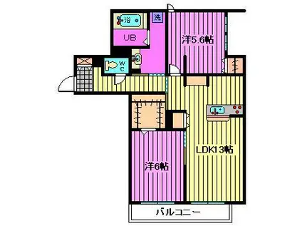ヴァン ブリエ(2LDK/3階)の間取り写真