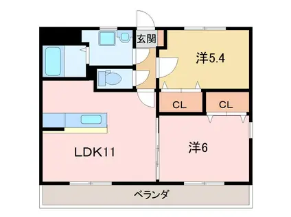 サンパティーク2(2LDK/2階)の間取り写真