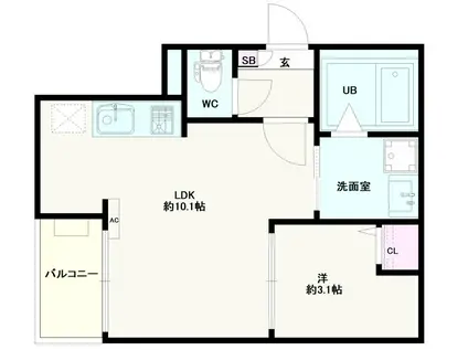 JACK SHIMOFUJISAWA I(1LDK/2階)の間取り写真