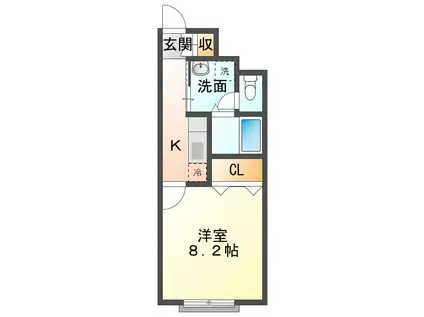 シンプルN(1K/1階)の間取り写真