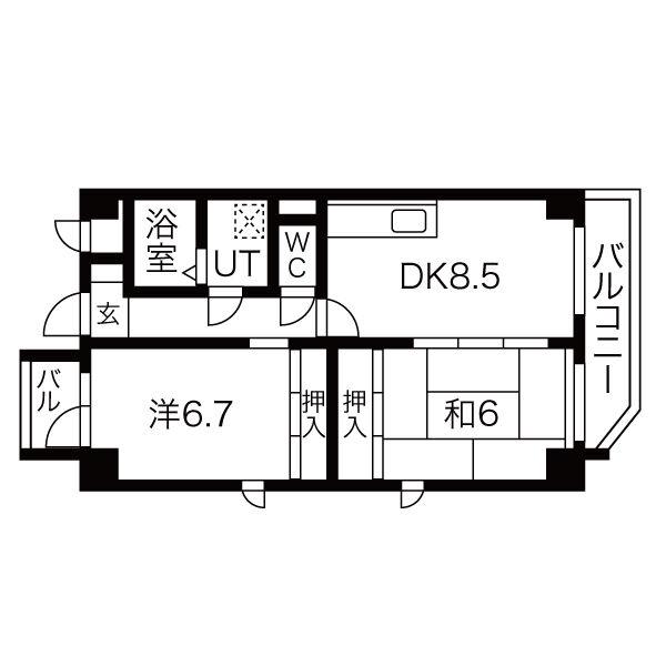 ファミーユ出戸(2LDK/8階)の間取り写真
