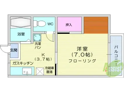 ヨシレジデンス(1K/1階)の間取り写真