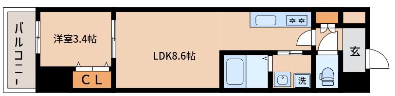 アーバンパーク新大阪(1LDK/10階)の間取り写真