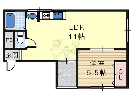 ハウス大幸(1LDK/2階)の間取り写真