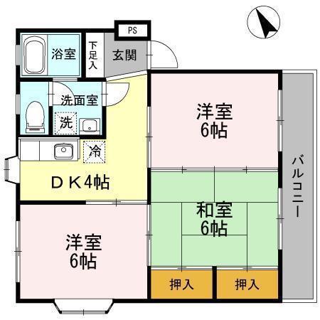 パレドゥ大淀(3DK/3階)の間取り写真