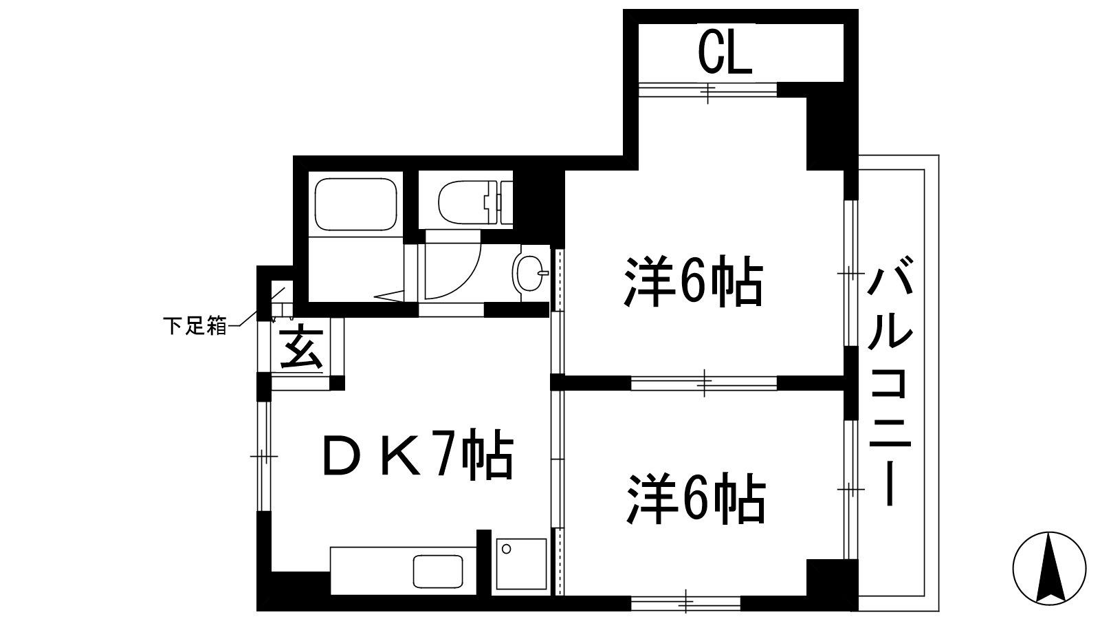 高木マンション(2DK/4階)の間取り写真