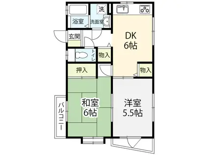 メゾン・ド・カメリア(2DK/1階)の間取り写真