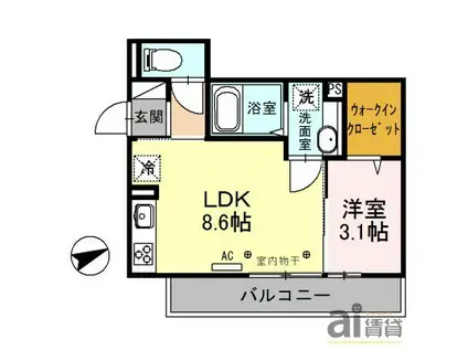 ソフィア(1LDK/3階)の間取り写真