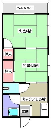 石橋荘(2K/2階)の間取り写真