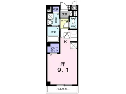 南海本線 尾崎駅 徒歩8分 2階建 築22年(1K/2階)の間取り写真