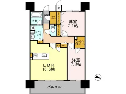ロイヤルパークスERささしま イースト(2LDK/10階)の間取り写真