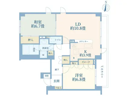 パークアベニュー芦花公園4番館(2LDK/2階)の間取り写真