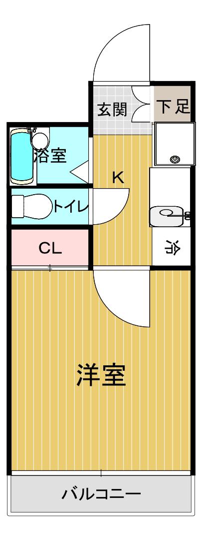 アメニティ西古松(1K/4階)の間取り写真
