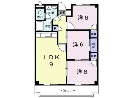 サンモール金剛(3LDK/3階)の間取り写真