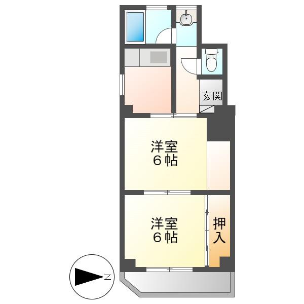 日興ビル(2K/4階)の間取り写真